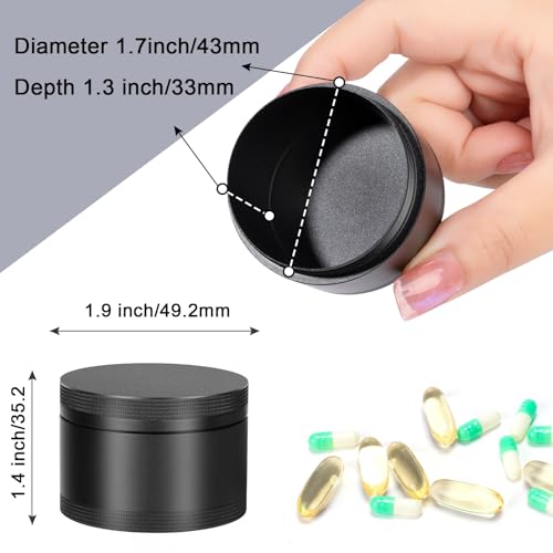 SOBAHIDO Portable Metal Pill Case, Single Waterproof Daily Pill Box for Travel, Pill Container, Aluminium Alloy Round Pill Box Organizer Pill Holder for Medicine Vitamin Fish Oils Big Size - Image 2