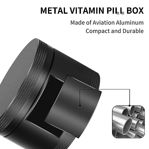 SOBAHIDO Portable Metal Pill Case, Single Waterproof Daily Pill Box for Travel, Pill Container, Aluminium Alloy Round Pill Box Organizer Pill Holder for Medicine Vitamin Fish Oils Big Size - Image 5
