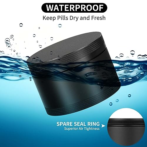 SOBAHIDO Portable Metal Pill Case, Single Waterproof Daily Pill Box for Travel, Pill Container, Aluminium Alloy Round Pill Box Organizer Pill Holder for Medicine Vitamin Fish Oils Big Size - Image 4