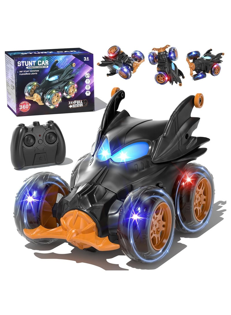 FLYHSO Bat Remote Control Car for Boys, 360° Rotating 4WD Stunt RC Cars with Cool Lights, Rechargeable Car Toys Birthday Gifts for Kids Boy Age 3 4-6 6-8 - Image 1