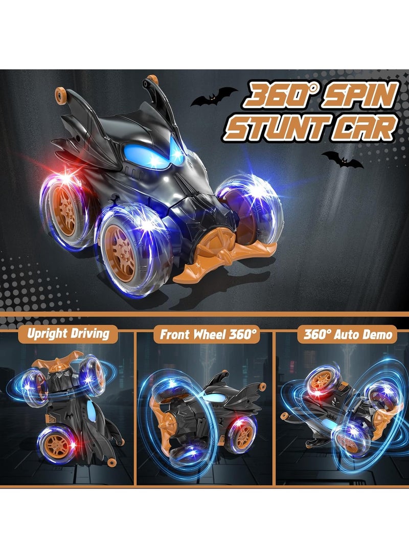 FLYHSO Bat Remote Control Car for Boys, 360° Rotating 4WD Stunt RC Cars with Cool Lights, Rechargeable Car Toys Birthday Gifts for Kids Boy Age 3 4-6 6-8 - Image 2