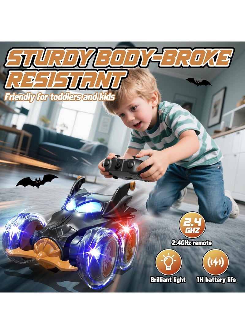 FLYHSO Bat Remote Control Car for Boys, 360° Rotating 4WD Stunt RC Cars with Cool Lights, Rechargeable Car Toys Birthday Gifts for Kids Boy Age 3 4-6 6-8 - Image 3