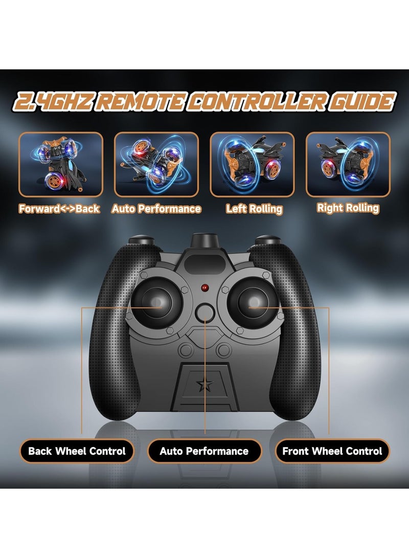 FLYHSO Bat Remote Control Car for Boys, 360° Rotating 4WD Stunt RC Cars with Cool Lights, Rechargeable Car Toys Birthday Gifts for Kids Boy Age 3 4-6 6-8 - Image 4