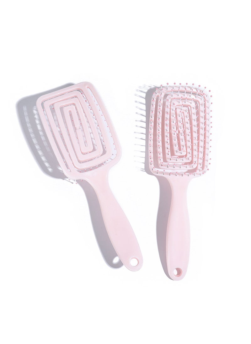Generic Hollow Blow Dry Massage Comb Square Styling Pink 