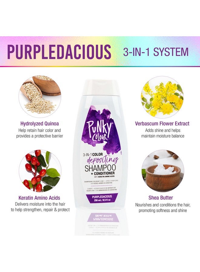 Punky Colour 3In1 Color Depositing Hair Cleanser & Conditioner 8.5 Fl Oz. (Purpledacious) - Image 3