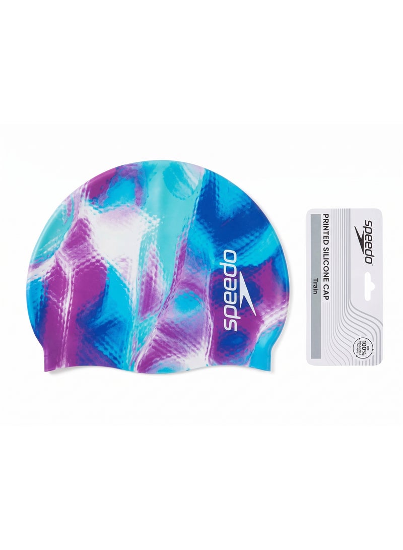 Speedo Printed Silicone Cap Swimming Cap For Men, Women & Kids - Durable Silicone, Comfortable Fit, Ideal For Training & Professional Use