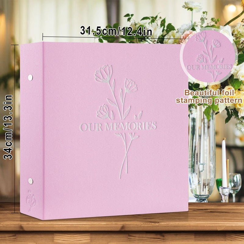 Lanpn Photo Album 4x6 600 Pockets, Large Capacity Linen OUR MEMORIES Hardcover Large Photo Book Photobook that Holds 600 Vertical and horizontal Pictures Pink - Image 2