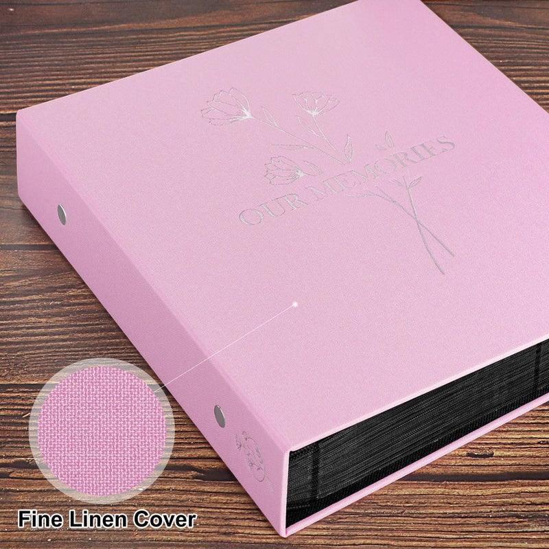 Lanpn Photo Album 4x6 600 Pockets, Large Capacity Linen OUR MEMORIES Hardcover Large Photo Book Photobook that Holds 600 Vertical and horizontal Pictures Pink - Image 3