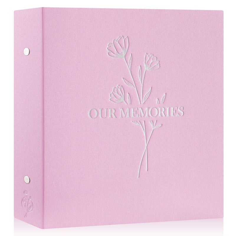Lanpn Photo Album 4x6 600 Pockets, Large Capacity Linen OUR MEMORIES Hardcover Large Photo Book Photobook that Holds 600 Vertical and horizontal Pictures Pink - Image 1
