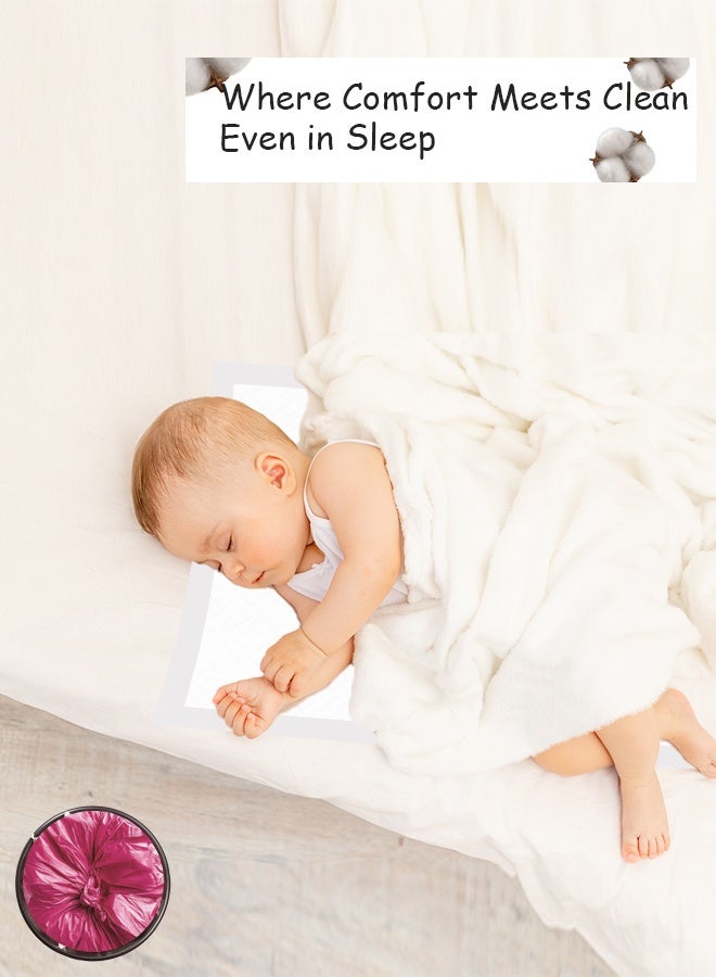 لطف وحضن كيوت آند كدل – 120 قطعة من مفارش تغيير الأطفال البيضاء للاستعمال مرة واحدة (60 × 45 سم) مع 120 كيسًا معطرًا للاستعمال مرة واحدة – وردي - Image 5