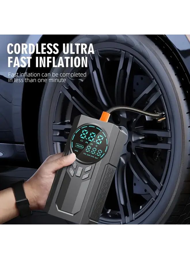 Black 10 In 1 Car Battery Jump Starter With Air Compressor 150 PSI 84W - Image 2