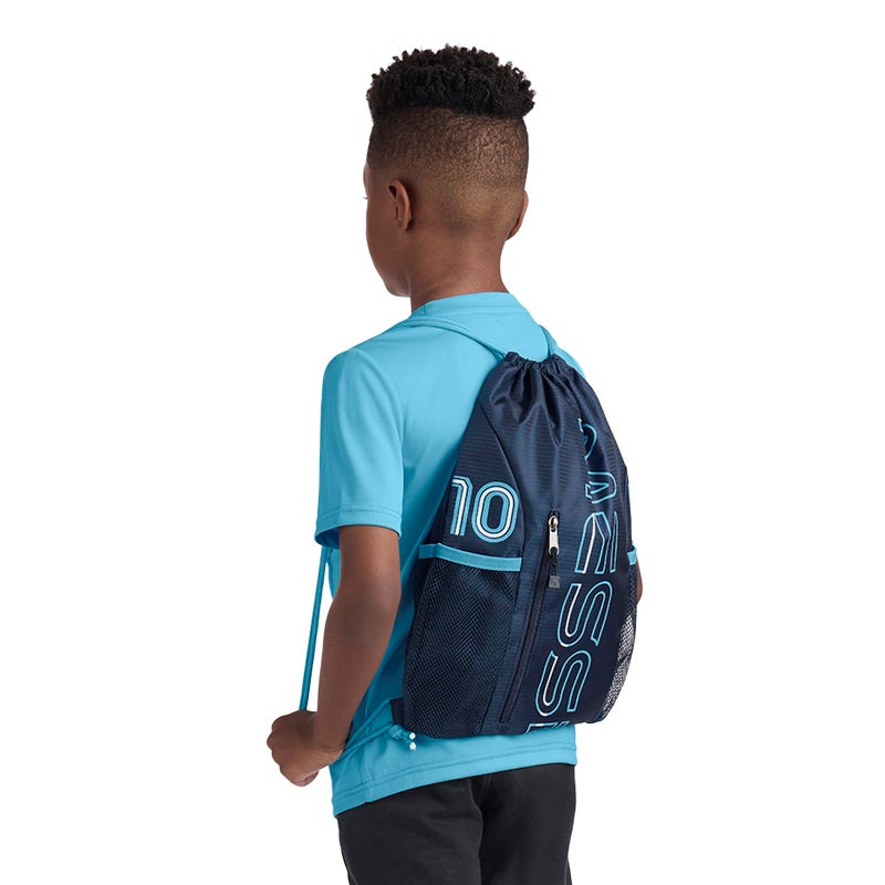 Messi Boys Lifestyle Drawstring Bag, Front & Water Bottle Pocket, Dark Blue - Image 5