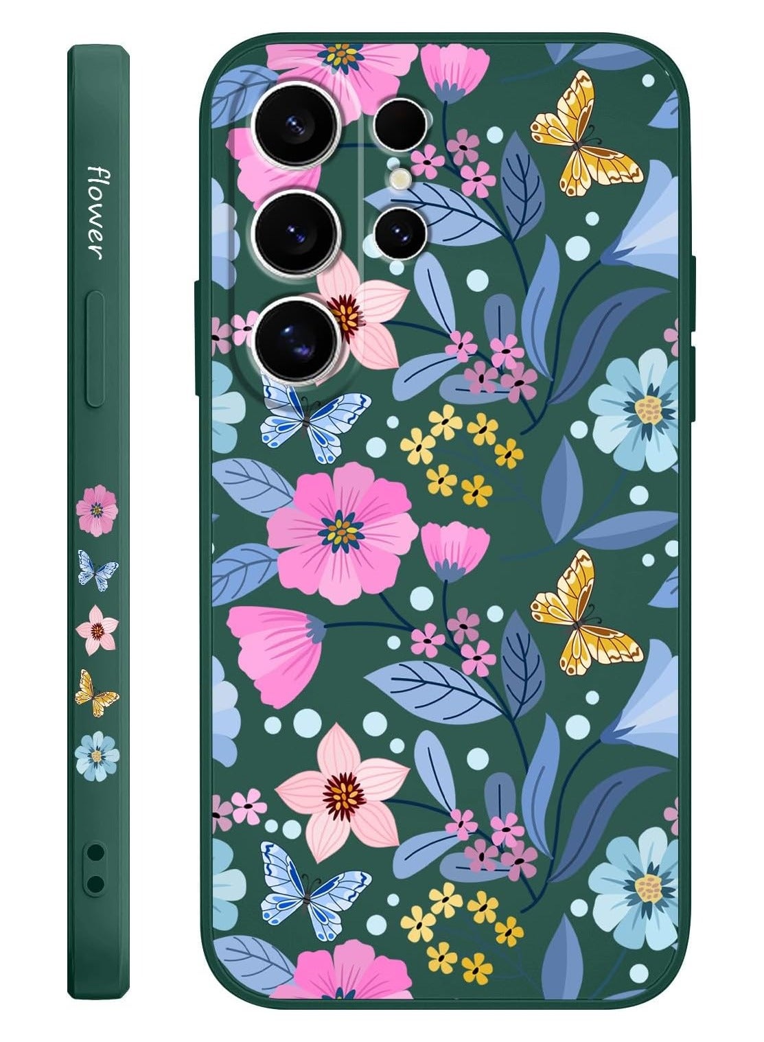 for Samsung Galaxy S25 Ultra Case, Creative Patterns Slim Non Slip Lightweight Phone Cover for Galaxy S25 Ultra 6.9 inch, Flower Green