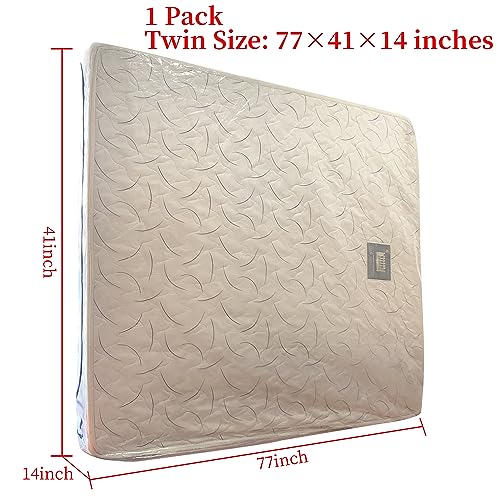 JUNESHE Twin Mattress Bag for Moving and Storage Cover -5 Mil Zipper Plastic Waterproof Mattress Storage Bag,77x41x14 inches,1 Pack - Image 2