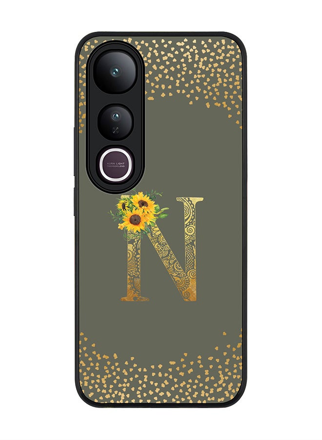 Stylizedd For vivo V50 Lite Case,Slim fit Camera Protection, Shockproof Thin Phone cover  - Custom Floral Monogram - N  (Olive Green )