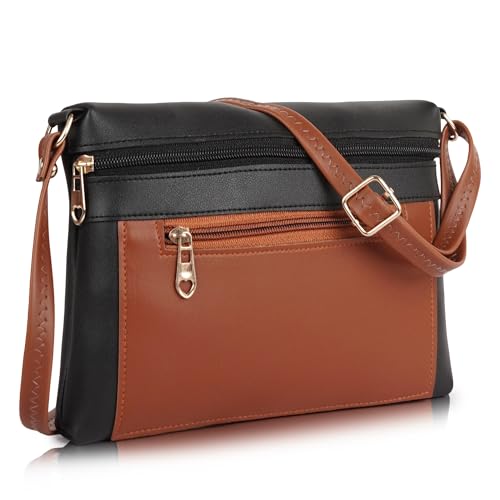 DANIEL CLARK Women Stylish Multi-Pocket Zip Closure Cross Body Bag| Travel Side Bag| Sling Pouch Bag|Messenger Shoulder Bag With Adjustable Strap (Black, 23 X 17.7 X 5 Cm) - Image 1
