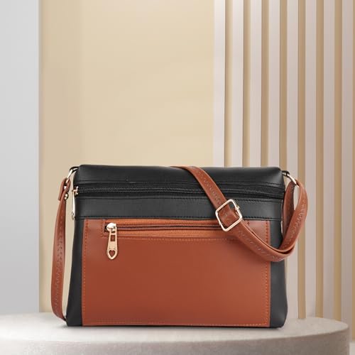 DANIEL CLARK Women Stylish Multi-Pocket Zip Closure Cross Body Bag| Travel Side Bag| Sling Pouch Bag|Messenger Shoulder Bag With Adjustable Strap (Black, 23 X 17.7 X 5 Cm) - Image 2