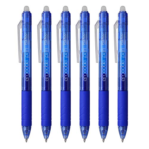 ParKoo Retractable Erasable Gel Pens Clicker, Fine Point 0.7mm, Make Mistake Disappear, Blue Ink for Note Taking and Crossword Puzzles, 6-Pack - Image 2