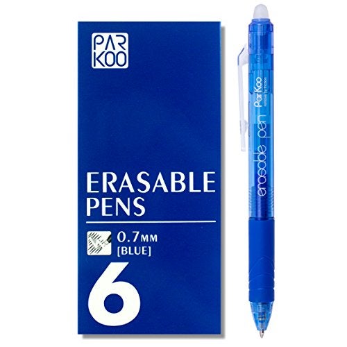 ParKoo Retractable Erasable Gel Pens Clicker, Fine Point 0.7mm, Make Mistake Disappear, Blue Ink for Note Taking and Crossword Puzzles, 6-Pack - Image 1