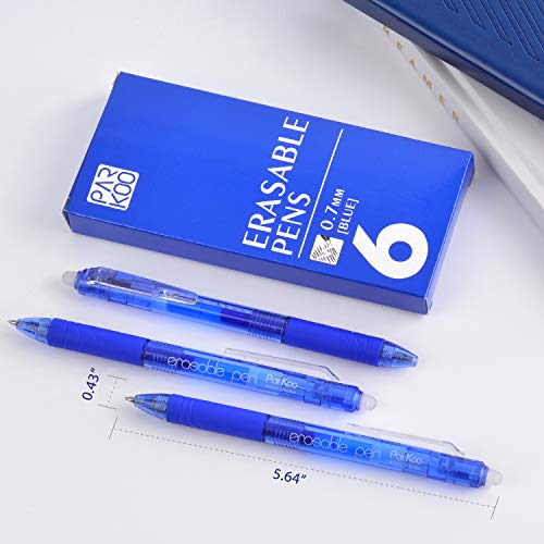 ParKoo Retractable Erasable Gel Pens Clicker, Fine Point 0.7mm, Make Mistake Disappear, Blue Ink for Note Taking and Crossword Puzzles, 6-Pack - Image 3