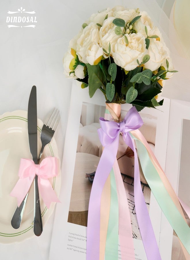 DINDOSAL Pastel Ribbon Set - 60Yards Assorted Rainbow Satin Ribbon for Crafts, Bouquets, Parties & Weddings - 6 Rolls - Image 4