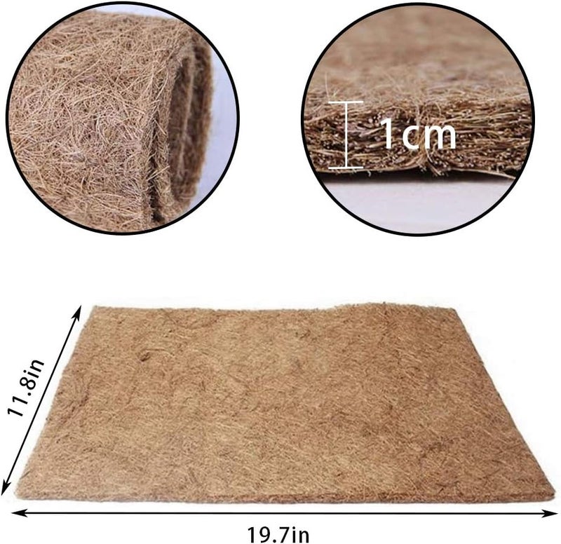 PINVNBY 4 Pieces Reptile Carpet,Bearded Dragon Natural Coconut Fiber Mat,Lizard Terrarium Liner Pads,Tortoises Bedding Supplies for Gecko Snake Chameleons(4 Sheets / 19.7x11.8x0.4inches) - Image 3