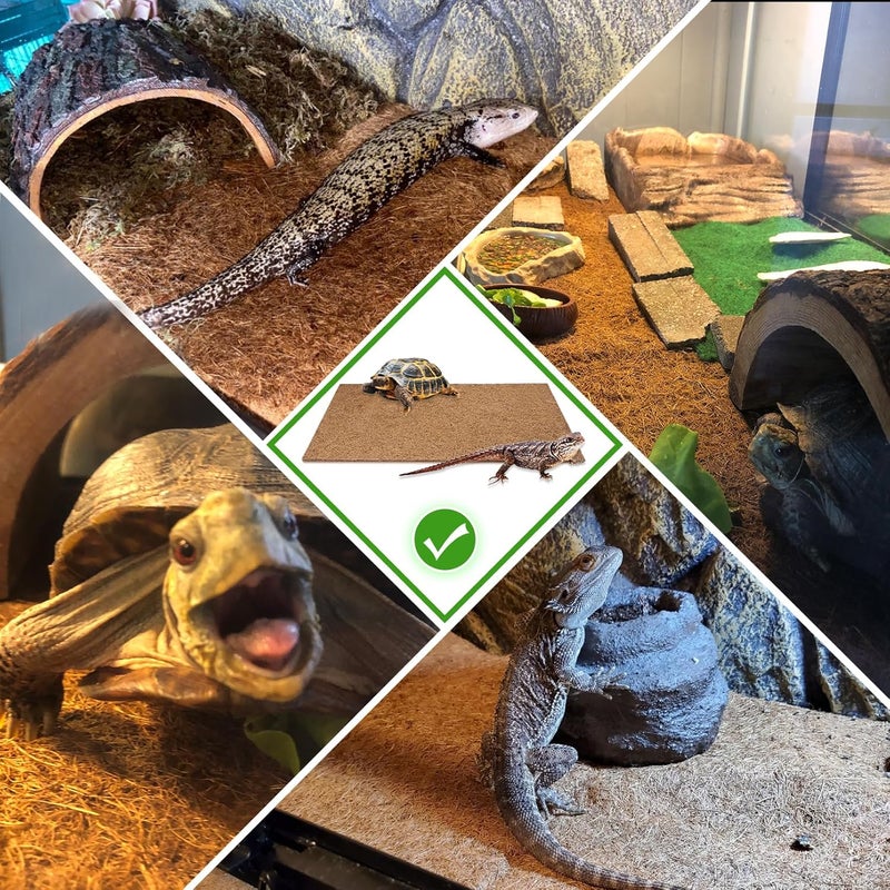 PINVNBY 4 Pieces Reptile Carpet,Bearded Dragon Natural Coconut Fiber Mat,Lizard Terrarium Liner Pads,Tortoises Bedding Supplies for Gecko Snake Chameleons(4 Sheets / 19.7x11.8x0.4inches) - Image 2