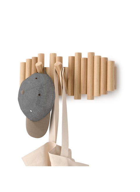 1011471-390 Picket 5 Hooks Wall-Mounted Rail - Natural