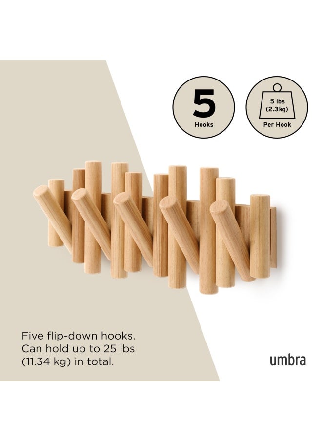 UMBRA - 1011471-390 Picket 5 Hooks Wall-Mounted Rail - Natural - Image 1