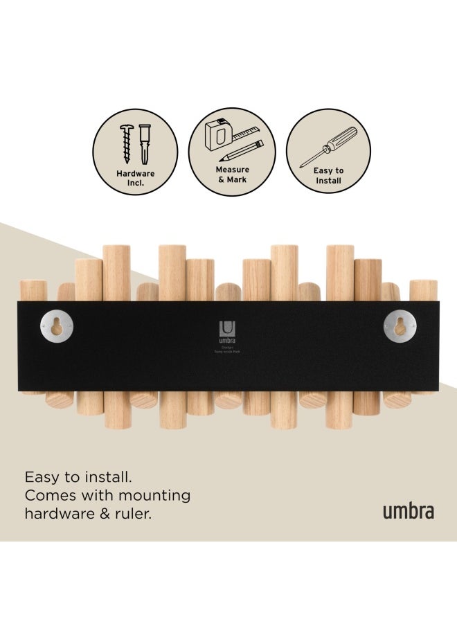 UMBRA - 1011471-390 Picket 5 Hooks Wall-Mounted Rail - Natural - Image 1