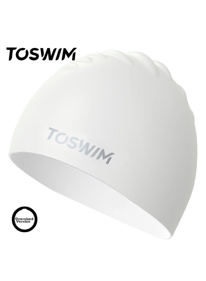 Toswim Swimming Cap For Men And Women, Non-binding, Long Hair, Waterproof, Ear Protection, Silicone Swim Cap, Fish Belly White, Enlarged Version - Image 3