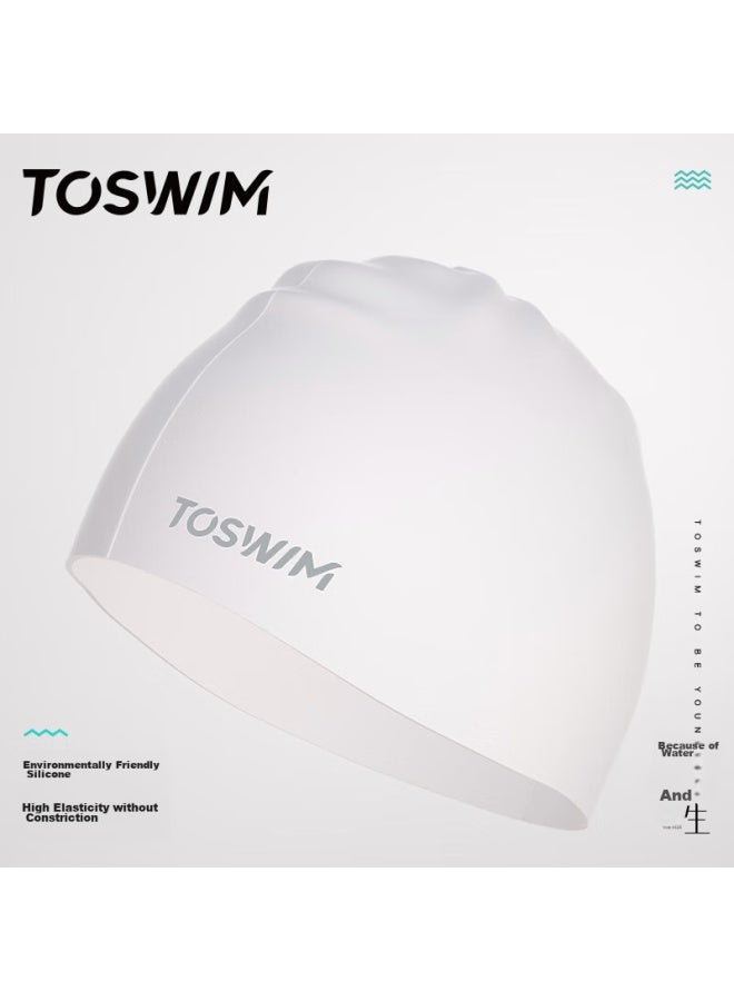 Toswim Swimming Cap For Men And Women, Non-binding, Long Hair, Waterproof, Ear Protection, Silicone Swim Cap, Fish Belly White, Enlarged Version - Image 4