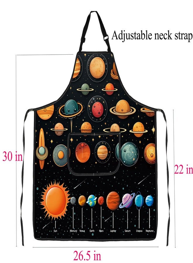 BNQL Planet Apron Solar System Gifts Outer Space Apron Galaxy Cooking Kitchen Chef apron with Pockets Galaxy Space Gifts (Planet Apron) - Image 2