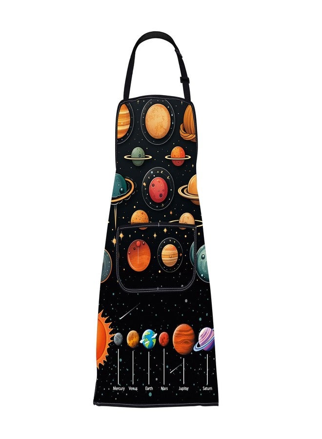 BNQL Planet Apron Solar System Gifts Outer Space Apron Galaxy Cooking Kitchen Chef apron with Pockets Galaxy Space Gifts (Planet Apron) - Image 1