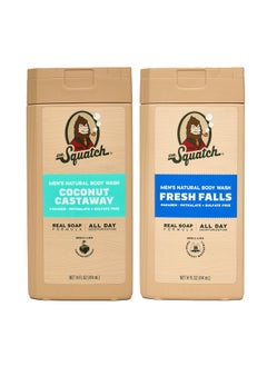 Dr. Squatch Dr Squatch Natural Body Wash for Men  NonExfoliating  Fresh Falls  Coconut Castaway 14 oz 2 Pack 