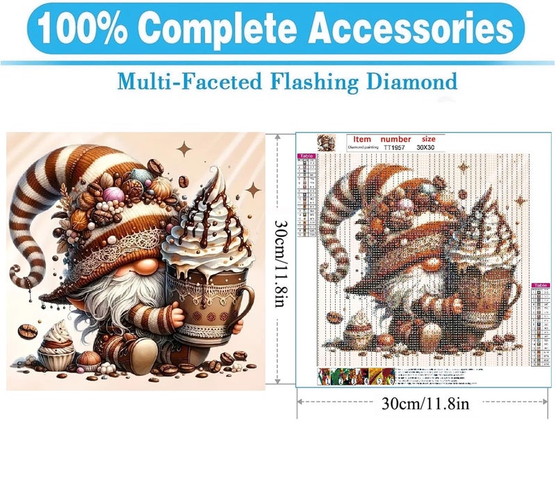 MOMDEDP Gnome Diamond Art Kits for Adults,DIY 5D Diamond Painting Kits for Beginners, Round Full Drill Diamond Dots Paintings,Diamonds Pictures Gem Art for Adults Crafts Home Decor 12x12inch - Image 3