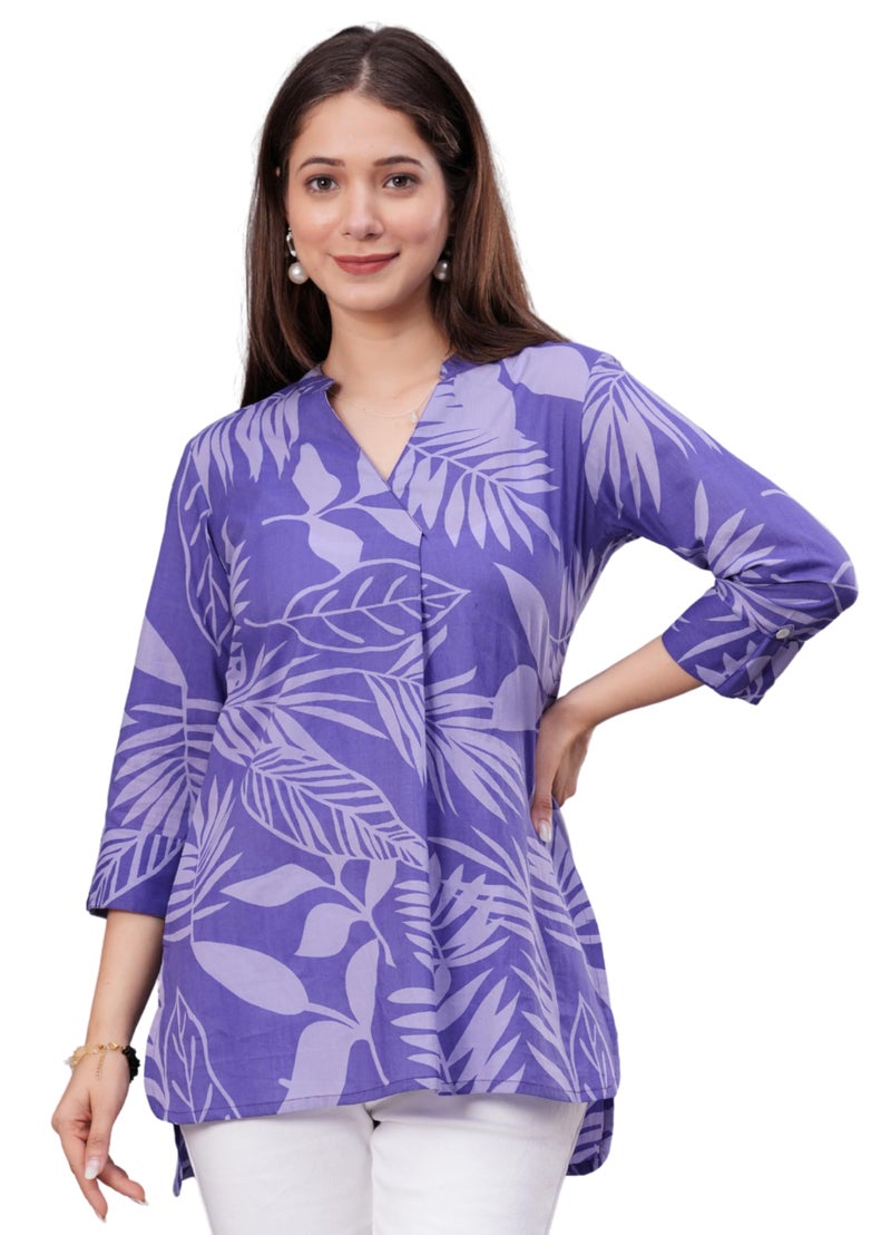 rytras Women's Pure Cotton Regular Top(RYTTOP109,Purple,M) - Image 1