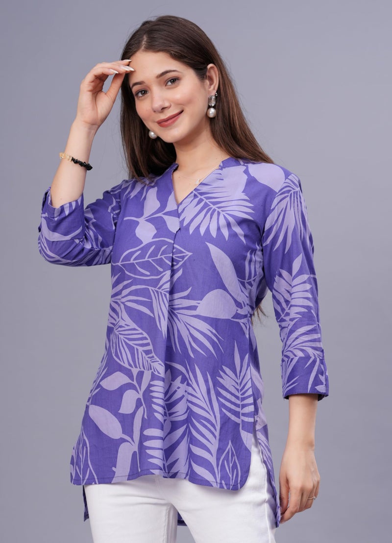 rytras Women's Pure Cotton Regular Top(RYTTOP109,Purple,M) - Image 4