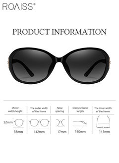 roaiss Oval Polarized Sunglasses for Women, UV400 Protection Sun Glasses, Fashion Sun Shades for Shopping Party Travel with Glasses Case, 56mm  - Image 3