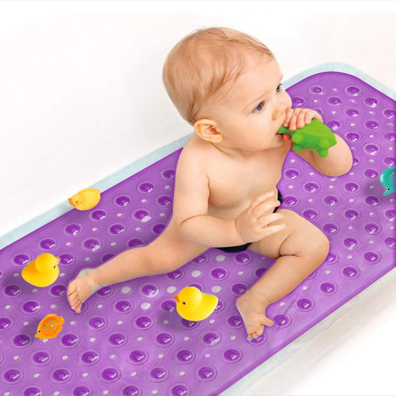 Sheepping Baby Bath Mat Non Slip Extra Long Bathtub Mat for Kids 40 X 16 Inch  Eco Friendly Bath Tub Mat with 200 Big Suction CupsMachine Washable Shower Mat Purple