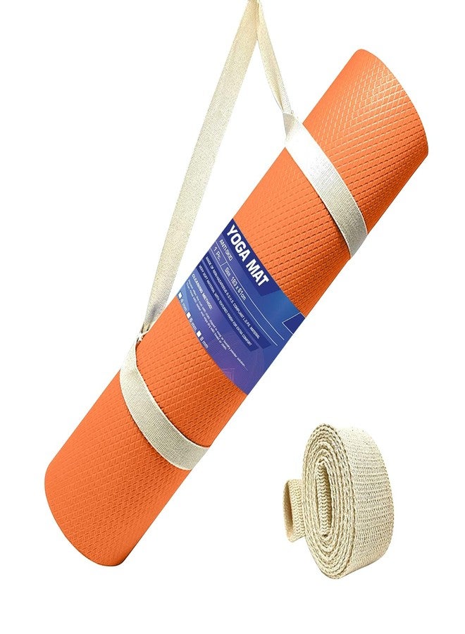 STRAUSS EVA Yoga Mat with Carry Strap | Non-Slip Exercise Mat for Home & Gym | Eco-Friendly, Lightweight & Durable Workout Mat | Ideal for Yoga, Pilates, Fitness | Ideal for Men & Women,4mm,(Orange) - Image 1