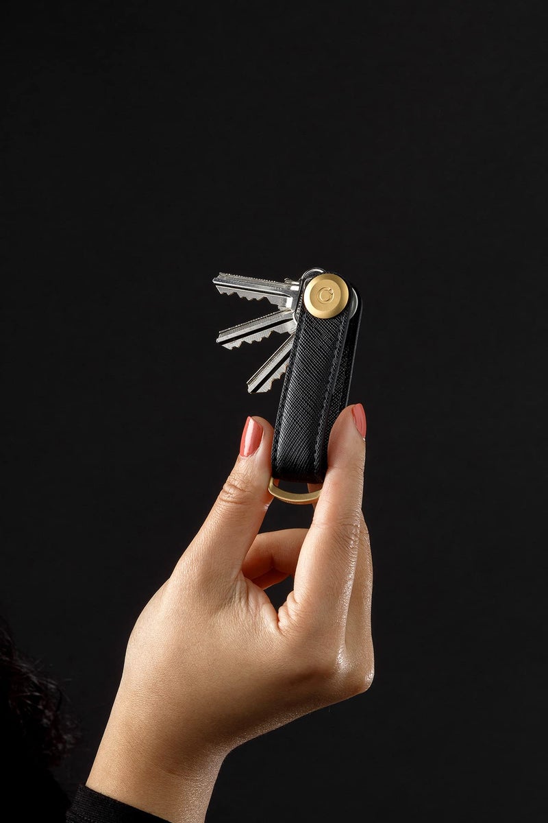 Orbitkey Orbitkey Saffiano Leather Key Organizer, Licorice Black | Holds up to 7 Keys  - Image 4