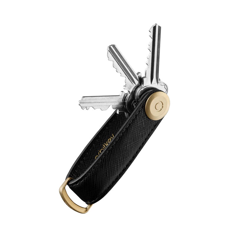 Orbitkey Orbitkey Saffiano Leather Key Organizer, Licorice Black | Holds up to 7 Keys  - Image 1