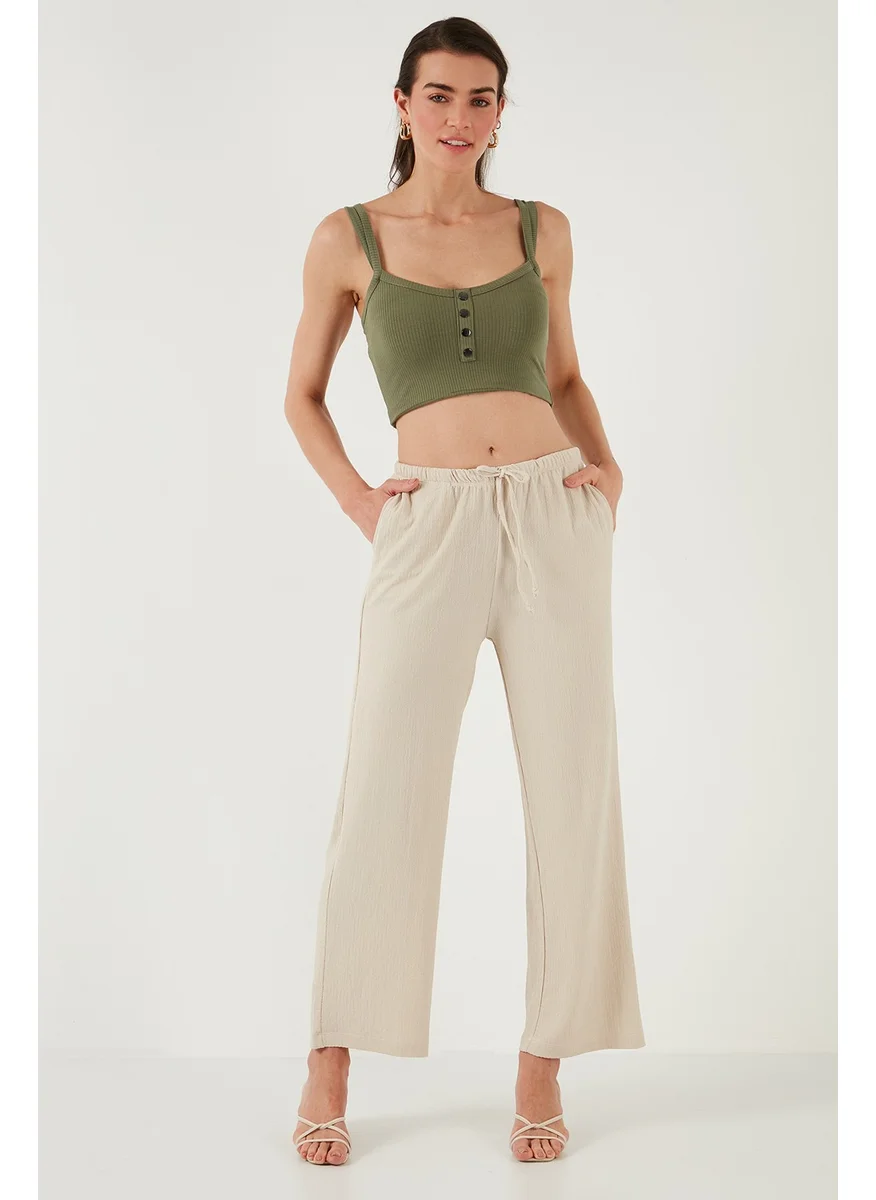 Lela Regular Fit Normal Waist Wide Leg Trousers Women's Trousers 5866117
