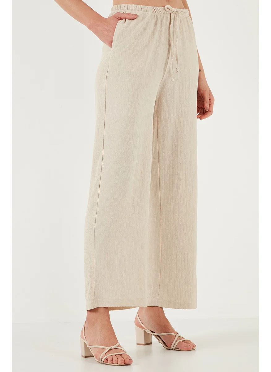 Lela Regular Fit Normal Waist Wide Leg Trousers Women's Trousers 5866117