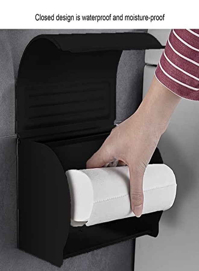 Garosa Commercial Toilet Paper Dispenser Wall Mounted Waterproof Paper Holder Tissue Box with Lid for Kitchen Bathroom Aluminum Alloy Roll Holder(Matte Black) - Image 4