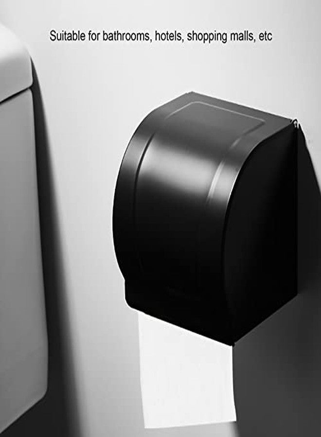 Garosa Commercial Toilet Paper Dispenser Wall Mounted Waterproof Paper Holder Tissue Box with Lid for Kitchen Bathroom Aluminum Alloy Roll Holder(Matte Black) - Image 3