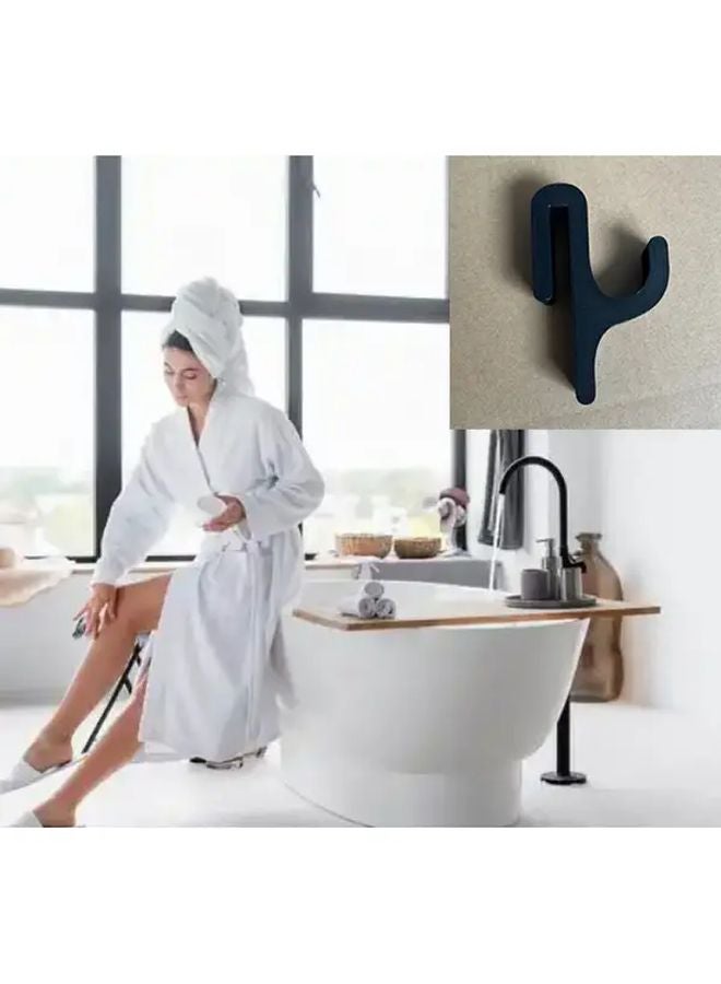 Black Shower Door Hook For Frameless Glass Up To 8mm Wall Mounted Bathroom Organizer - Image 1