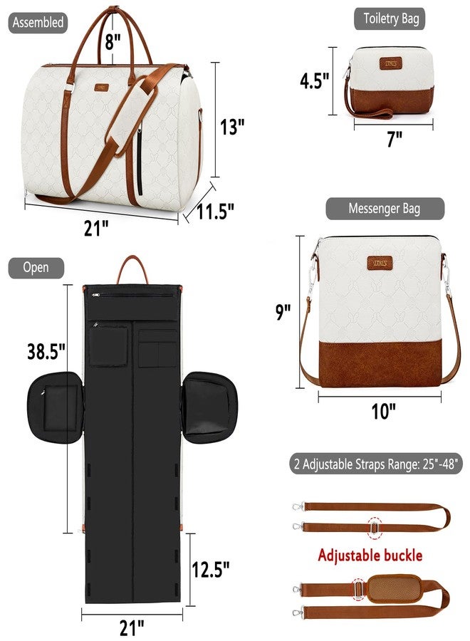 TIBES Convertible Garment Duffel Bag for Travel - Carry On Garment Bags With Toiletry Bag Large Weekender Bag for Men Women 2 in 1 Hanging Suitcase Suit Travel Duffel Overnight Bags 4pcs Set, White, - Image 5