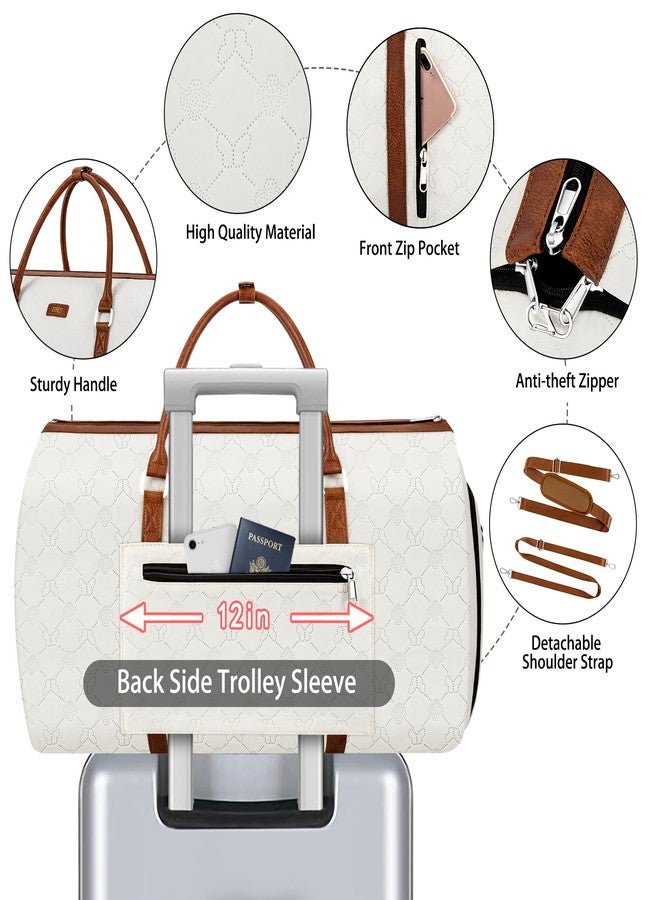 TIBES Convertible Garment Duffel Bag for Travel - Carry On Garment Bags With Toiletry Bag Large Weekender Bag for Men Women 2 in 1 Hanging Suitcase Suit Travel Duffel Overnight Bags 4pcs Set, White, - Image 4